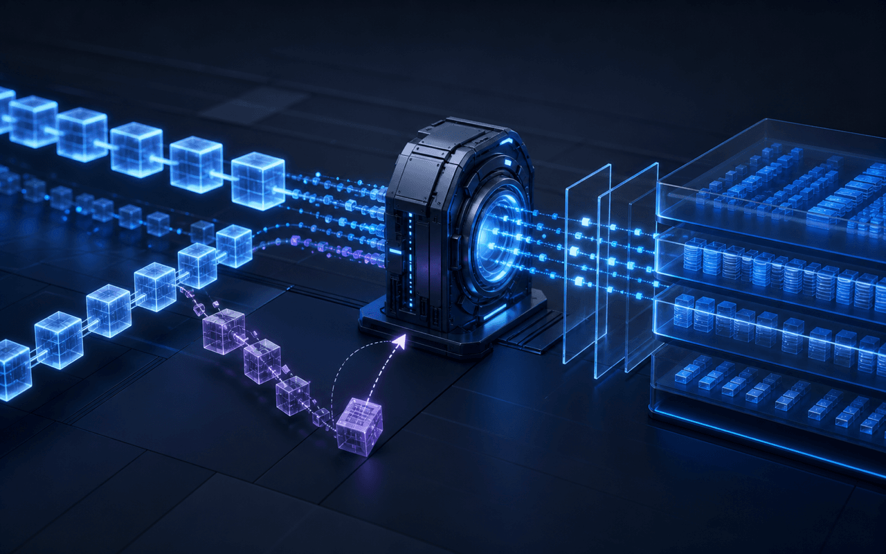 Ordered blockchain events flowing into a reliable indexed data system