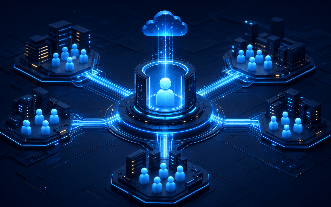 Secure enterprise identity gateway connecting people to a SaaS application