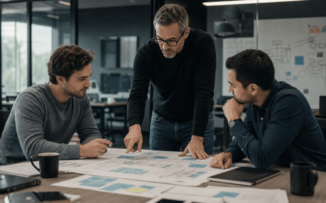 Technology leader guiding founders through an architecture review